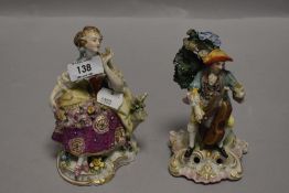 A pair of 19th century Samson porcelain figurines, in the 18th century style, each bearing Chelsea