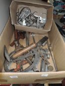 A selection of mechanics and similar tools including engineers callipers