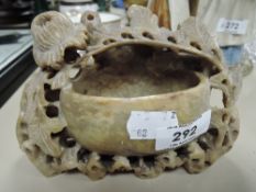 A Chinese Carved soap stone bud vase, having Chrysanthemum pattern.