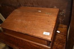 An Antique mahogany lap desk of basic form, width approx. 44cm