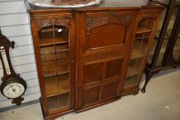 An early 20th Century oak Sondheim bureau bookcase, width approx. 125cm