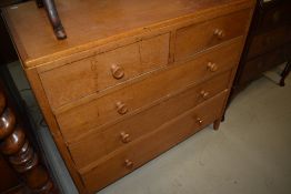 A vintage golden oak chest of two over two drawers , good solid piece , two holes drilled in top