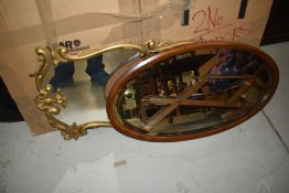 Two vintage wall mirrors including ornate frame