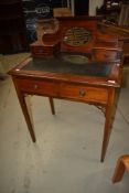 An Edwardian mahogany Bonheur du jour style desk/dressing table, having line inlay decoration and