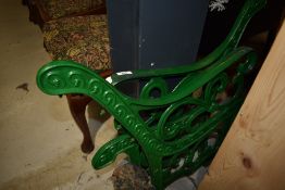 A pair of cast bench ends