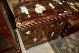 A modern rouge Chinoiserie side cabinet, width approx. 61cm