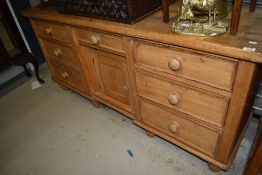 A rustic pine dresser base/sideboard, width approx. 172cm