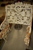 An Antique Coalbrookdale single bench frame, stamped to back , number 195629