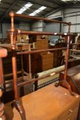 A Victorian mahogany towel rail, some damage to bottom rail
