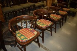 A set of five traditional stained frame kitchen chairs