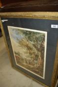 A gilt framed watercolour, probably 19th Century with later mount, indistinctly signed