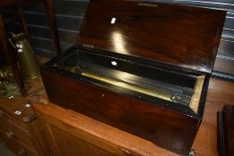 A Victorian music box in rosewood case, width approx. 58cm