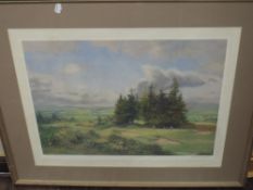 A print, after R Richardson, Braid's Brawest Gleneagles, golf interest, signed, 46 x 60cm, plus