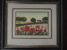 A watercolour, Lynne Grovatt, Poppies, signecd and dated 1985, 15 x 20 plus frame and glazed, and an