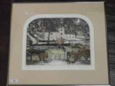 A Ltd Ed print, after Graham Clarke, Mote house, signed and num 39/350, 30 x 38cm plus frame and