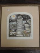A Ltd Ed print, after Graham Clarke, Pisa tower, signed and num 234/460, 30 x 29cm plus frame and