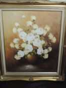 An oil painting, Bonden, still life, indistinctly signed, 60 x 50cm, plus frame