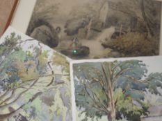 A watercolour, watermill, 19th century, 25 x 38cm, plus frame and glazed
