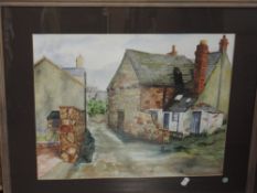 A watercolour, B Green, Old Hawcoat Barrow, signed, attributed verso, and dated 1993, 40 x 50cm,