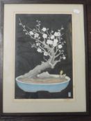 A pair of prints, woodcuts, after Lilian Millen, Japanese Dwarf Pine and Conifer Trees, signed,and