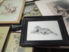 A selection of prints, dogging interest, inc after Landseer, 16 x 22cm, plus frame and glazed
