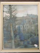 A watercolour, B, country landscape, initialled, and dated '99, 36 x 28cm, plus frame and glazed