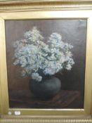 An oil painting, still life, 39 x 34cm, plus frame