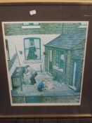 A print, after Tom Dodson, back yard, 48 x 36cm, plus frame and glazed