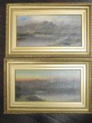 A pair of oil paintings, Hicks, lakes landscapes, signed, 19 x 39cm, plus frame