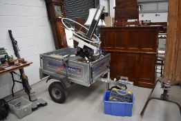 A remote control clay pigeon trap with clay pigeons mounted on an Indespension D107 trailer 110cm