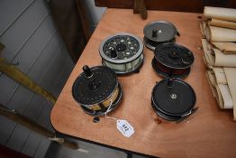 5 fly reels by J W Young