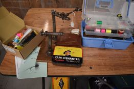 A quantity of fly tieing equipment including vice and light