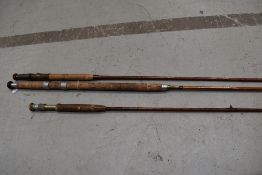 3 nice vintage split cane fly rods 2 are unmarked and 1 is marked but unreadable due to revarnishing
