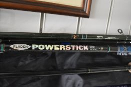 3 x spinning rods Shakespeare trion xt spin, Fladen Powerstick and 8ft lureflash viper