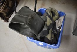 Two pairs of waders size 11 and a life jacket