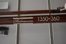 Two vintage fishing rods,Shakespeare and another 1350 360 3.6m