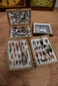 Three boxes of salmon and trout flies