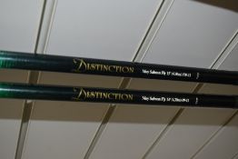 2 x distinction moy salmon fly fishing rods 14ft & 15ft