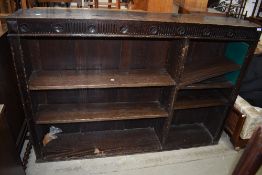 A late 19th or early 20th Century oak bookshelf, width approx. 170cm