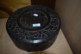 A period oak carved circular stand, diameter approx 30cm