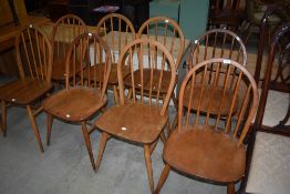 Eight Ercol kitchen chairs , hoop and stick back (4-6 & 4-4 spindle)
