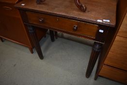 A 19th Century mahogany side table having drawer and reeded legs