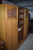 A Victorian deal triple wardrobe, missing centre door