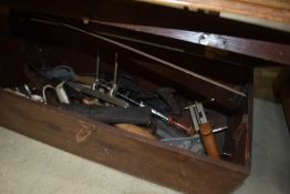 A vintage joiners toolbox and contents