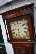 A 19th Century oak and mahogany cased long case clock, having 30hr movement , painted dial named for