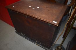 A 19th Century stained frame blanket box having drawer to base