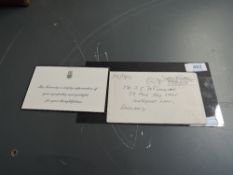 A March 1964 dated Card and Envelope from John F Kennedy, card reads Mrs Kennedy is deeply