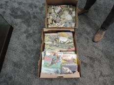 Two boxes of Trade Cards, loose and in albums including Bubble Gum, many companies seen, many