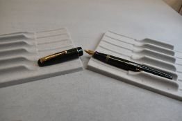 A Mabie Todd & Co Swan 3140 Self filler leverfill in green, single band to cap, with Swan No1 nib.
