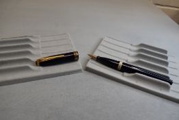 A Wyvern 202 button fill fountain pen in Blue with single broad band with Wyvern medium nib.